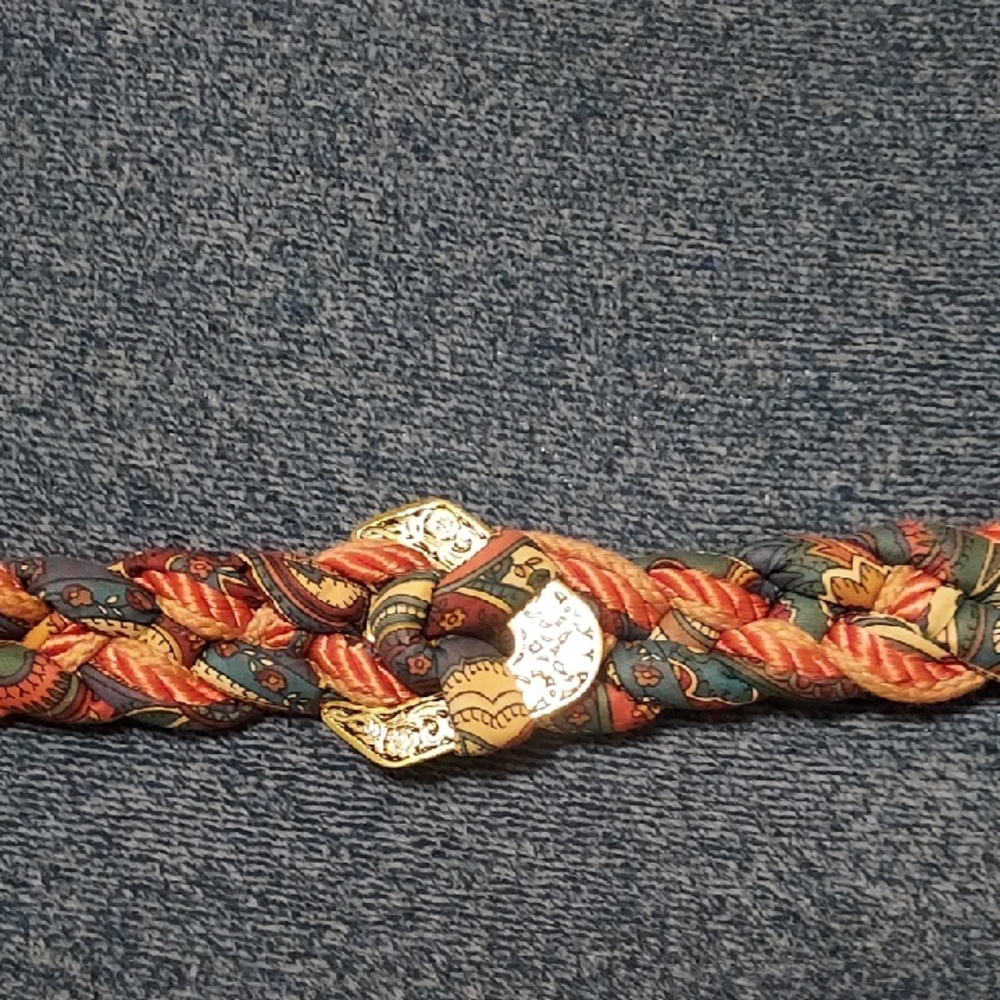Elegant Multicolor Braided Belt with Gold Accent